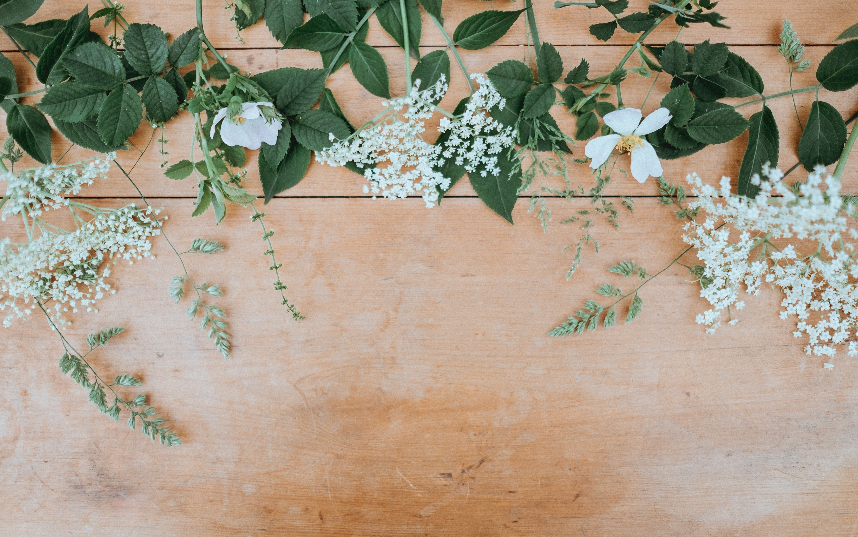 Flowers on a Wooden Table